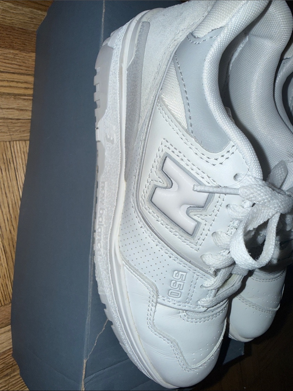 New Balance 550 All-White Leather Sneakers